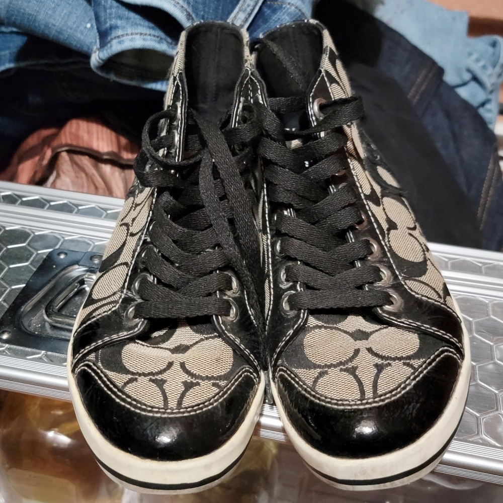 Black Hightop Coach Shoes Size 6
